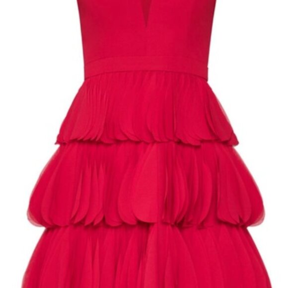 BCBG MAXAZRIA Rio Red Chiffon Ruffle Eve Short Dress - Picture 10 of 11